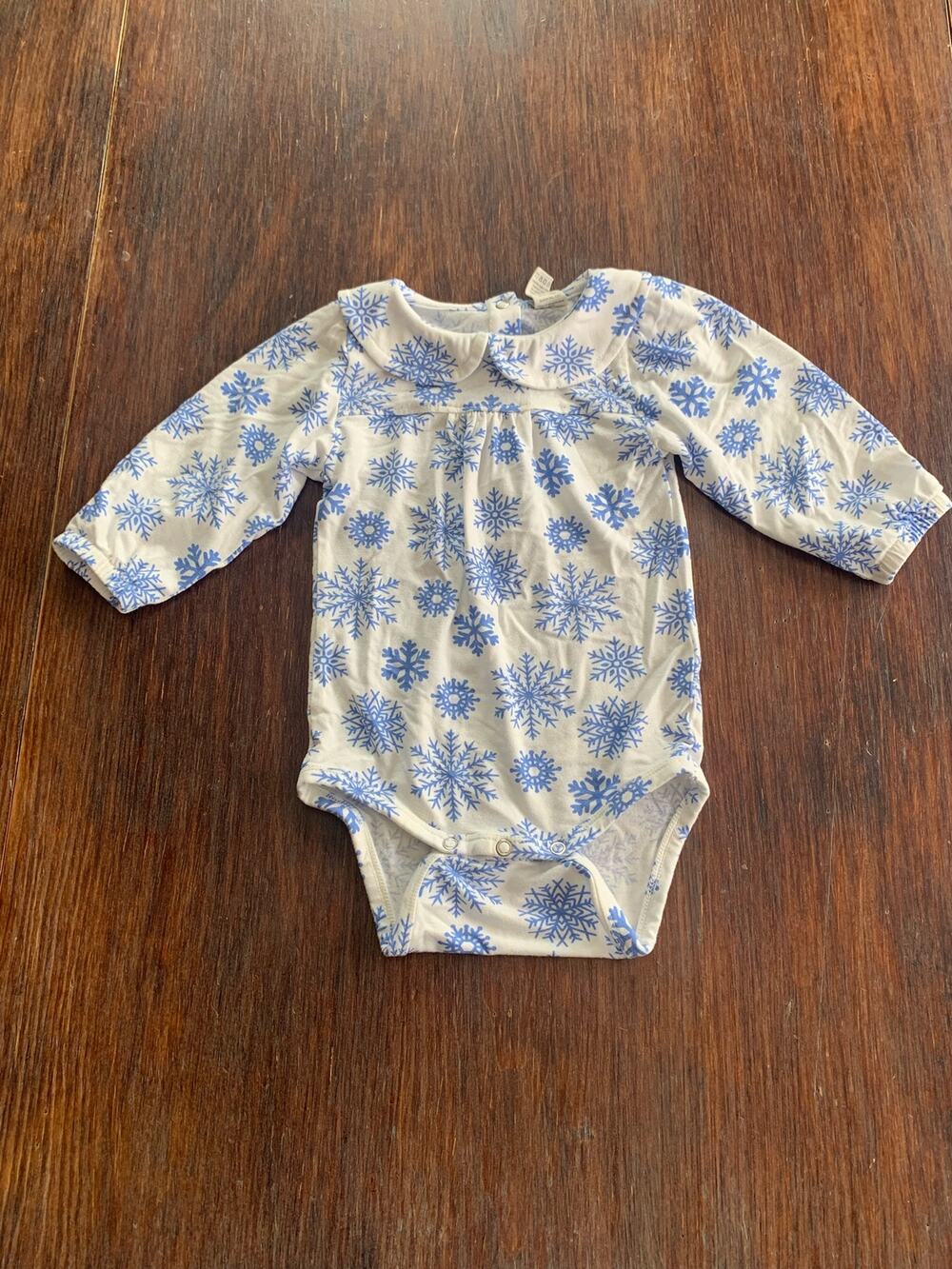 Kate Quinn bamboo snowflake onesie